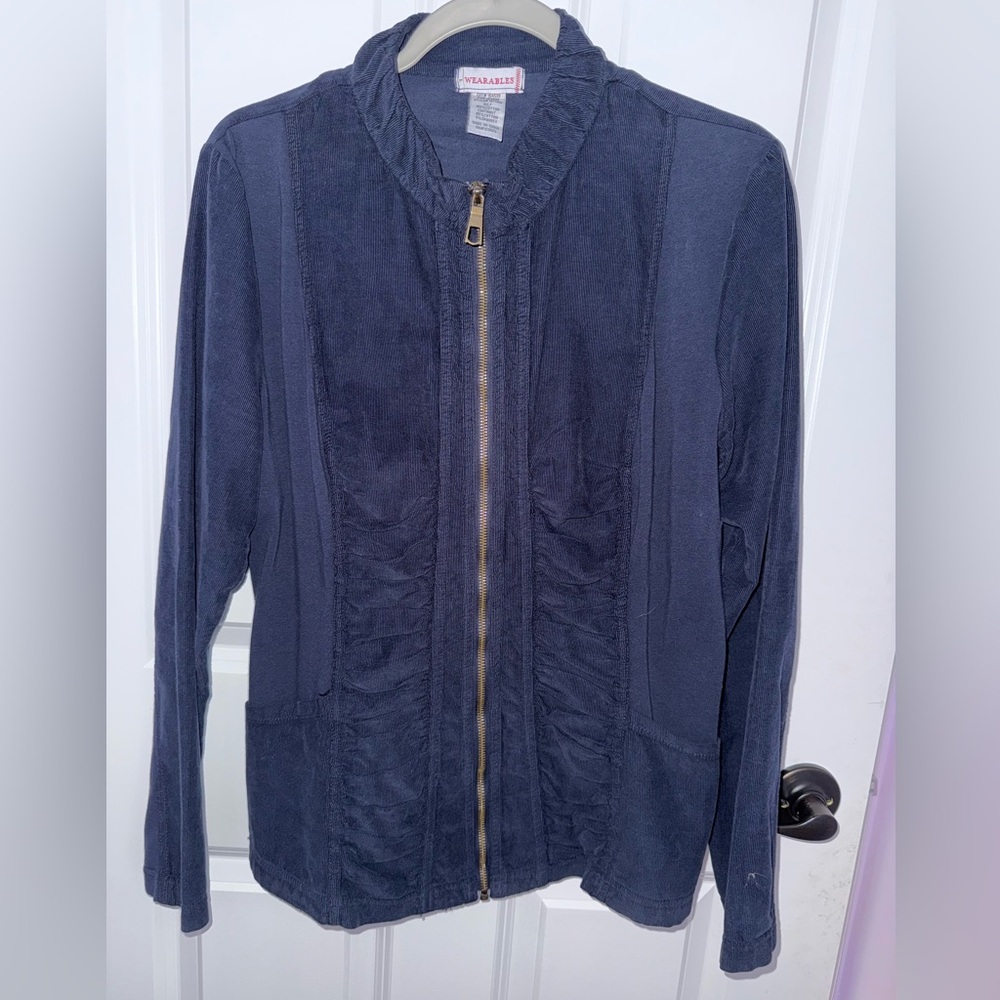 XCVI Wearables Agnese corduroy Women's Navy Jacket. Size L